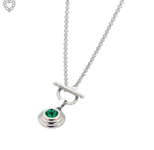 Belcher necklace with green stone pendant (ZN067)